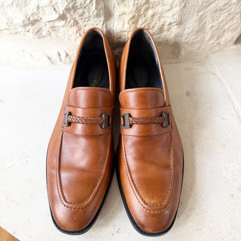 Cole Haan Mens British Tan Leather Venetian Loafers C29040 Size 12 M